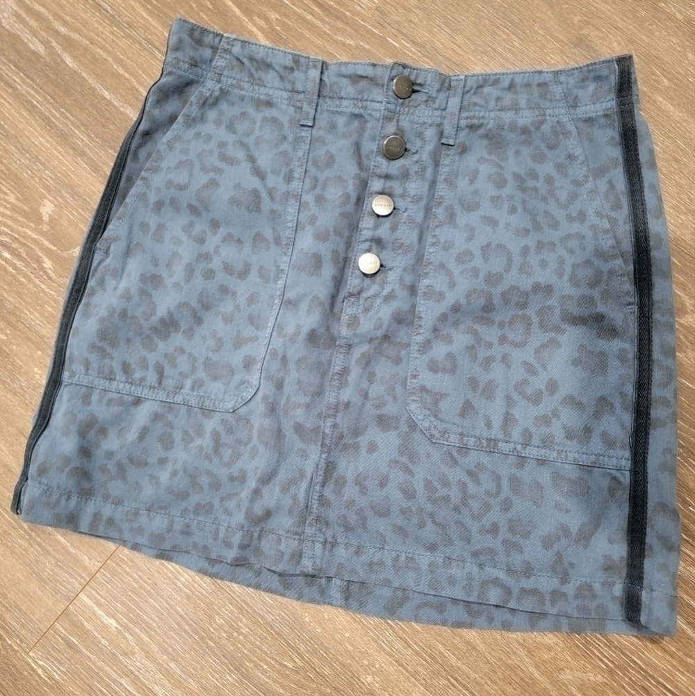 SUNDRY ANTHROPOLOGIE Size 28 Blue Leopard Cargo Button Fly Skirt NWT - Picture 5 of 10